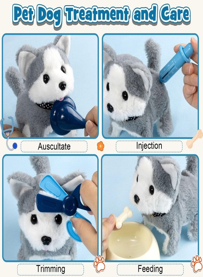 B Bascolor 22Pcs Dog Toys for Kids Vet Doctor Kit,Walking Barking Electronic Interactive Husky Dog Toy,Veterinarian Playset for Kids,Pretend Play Birthday Gift Preschool Toy for Boys Toddlers 3 4 5 6+ - Image 4